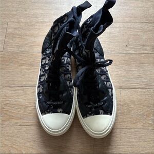 Dior Women's Black and White High-Top Sneakers